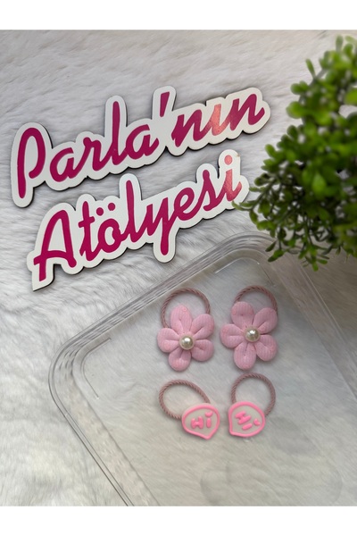 SOFT Četverodijelna gumica za kosu sa cvetom i figurom