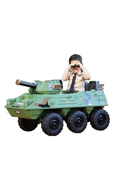 Leno سيارة كهربائية للأطفال بتصميم دبابة مزودة بـ 6 محركات ودواسة قدم وجهاز ت...