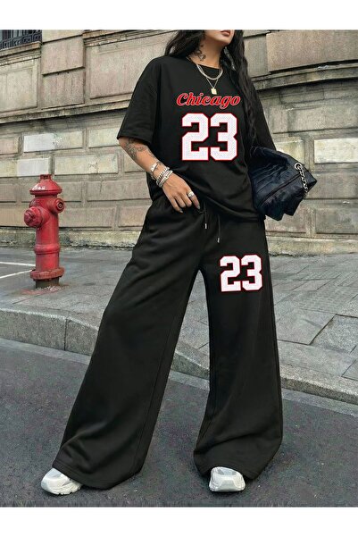 macklin Women's Chicago 23 Printed Oversized T-Shirt and Baggy Sweatpants - T...