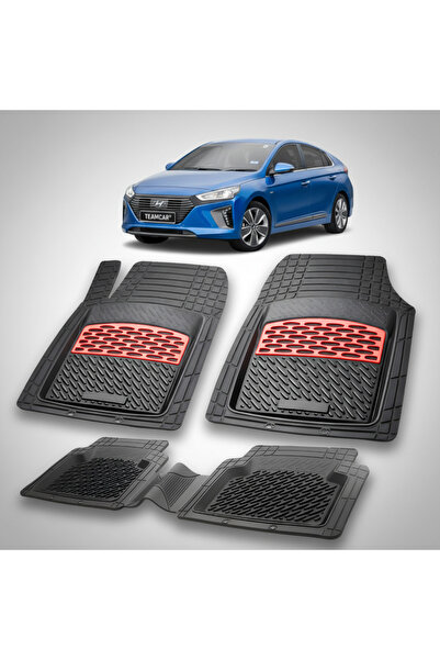 TEAMCAR Hyundai Ioniq 2016-2019 Πατάκια Δαπέδου με Λάστιχο - Κόκκινο