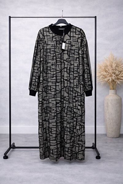 Ceremony Desenli Uzun Kollu Kadın Elbise – Rahat Kesim Günlük Elbise