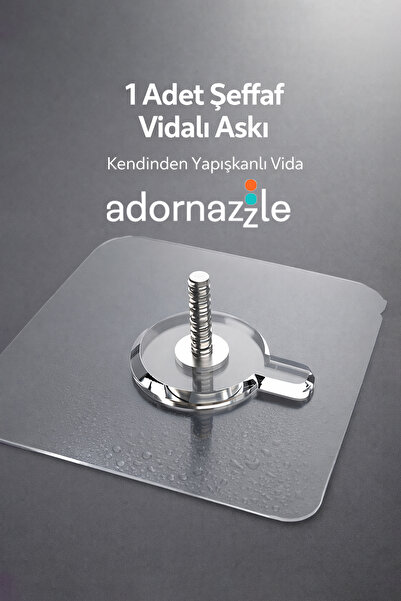 adornazzle 1 Adet Şeffaf Vidalı Askı Aparatı, Kendinden Yapışkanlı Vida, Çerç...