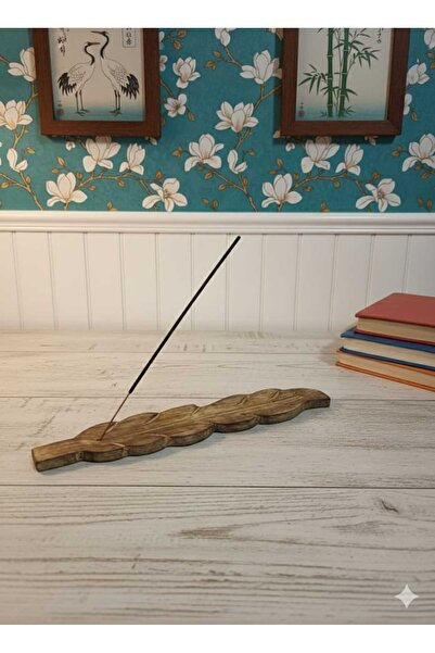 HUNATASARIM Ahşap Orta Yaprak Çubuk Tütsülük (Uzunluk; 30 cm, Eni; 5 cm)