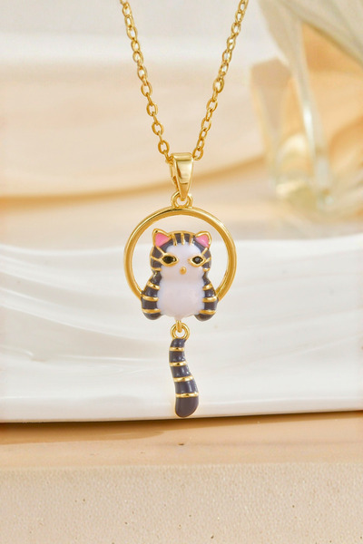Parantez Aksesuar Swinging Tail Cat Necklace
