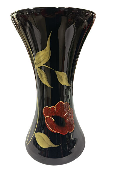 OEM Black vase with poppies
