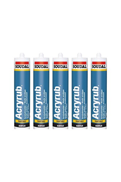 Soudal Acryrub Silikonize Mastik 500 gr BEYAZ 5 Adet