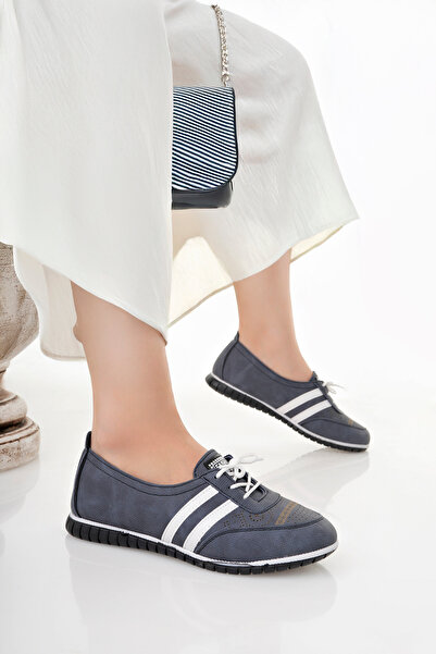 Cappale Γυναικεία παπούτσια μπαλαρίνας με κορδόνια μπλε τζιν