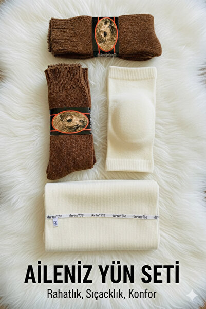 5.MEVSİM Your Family's Corset Set (Wool Waist Corset, Wool Knee Pads, Wool So...