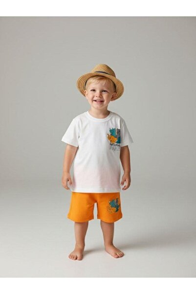 Zekids طقم شورت مطبوع من الخلف من ناتشورال بارك للأولاد الصغار