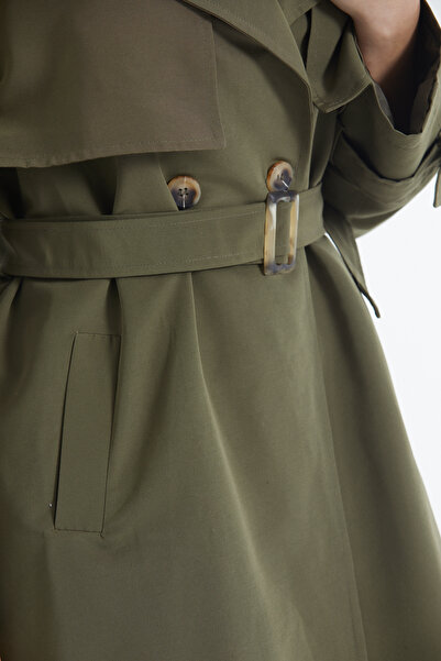ceyniye Lined Parachute Trench Coat with Sleeve Belt