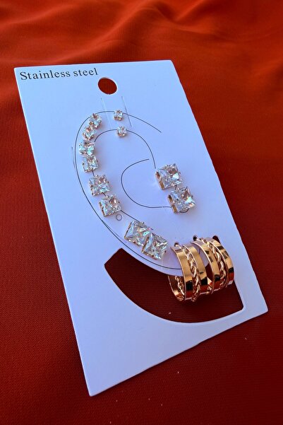 Marka Zircon Stone Circle Model Women's Earrings