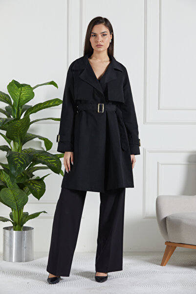 ceyniye Kol Kemerli Astarlı Paraşüt Trençkot