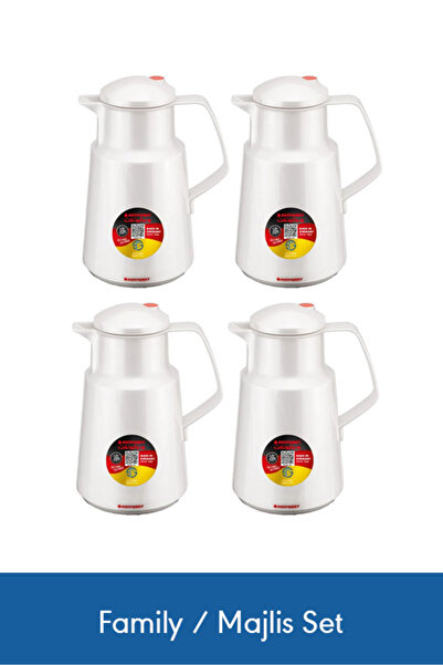 ROTPUNKT ترمس فاخر سعة 1 لتر، طقم من 4 قطع، لون أبيض - يحافظ على المشروبات سا...