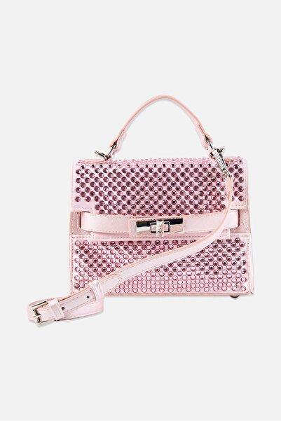 Steve Madden حقيبة يد نسائية مرصعة بالكريستال، وردية اللون