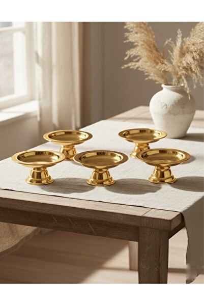 Emal Home Set of 6 Gold Patterned Mica Turkish Delight Bowls - Luxurious Foot...