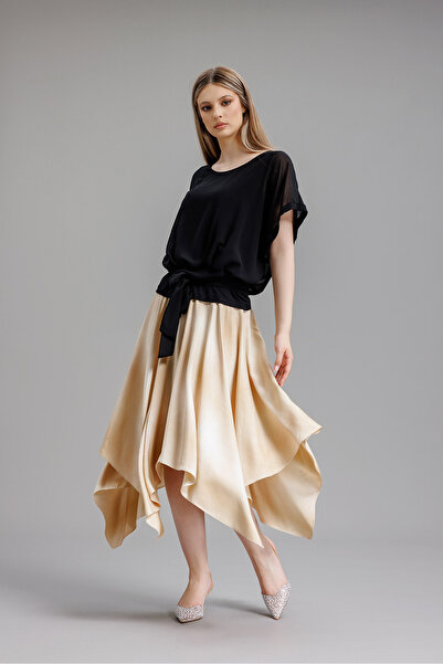 RVL Beige Asymmetrical Skirt