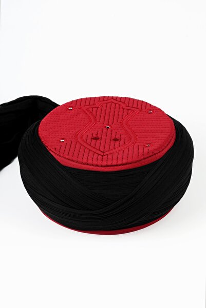 Sarıkhane Namaz Sarığı - Black Fabric - Burgundy Prayer Rug - Crossed Wrap - ...