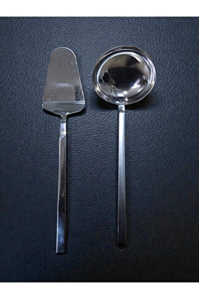Umut 2 Parça Paslanmaz Çelik 30 Cm Kepçe Spatula Set Servis Takımı Servis Seti