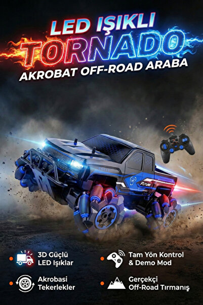 craftivio Tornado Uzaktan Kumandalı Işıklı Drift Arabası 4x4 Akrobat Off-Road...