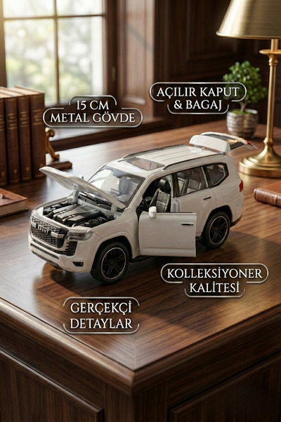 craftivio 1:32 Metal Çek Bırak Lüks Arazi Aracı Toyota Land Cruiser Model Oyu...