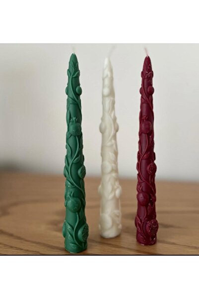 SCA CANDLE Dekoratif Mum Şamdanlık Mum Nar model 2 kili Yeşil renk 20x2 CM