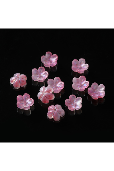Choice5 Pink 20pcs/Lots Glass Colored Flower Shaped Beads Cap Spacer Loose Be...