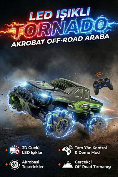 craftivio Tornado Uzaktan Kumandalı Işıklı Drift Arabası 4x4 Akrobat Off-Road...