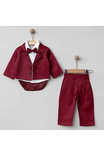 Pugi Baby Burgundy Jacket Tuxedo Set