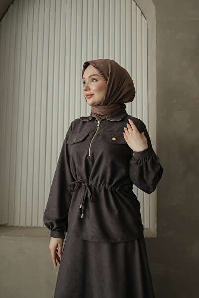 luazul Suede Skirt Suit