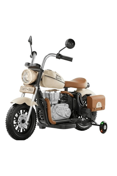 Leno دراجة هارلي الكهربائية الصغيرة للأطفال بتصميم كلاسيكي، لون بيج – D203L