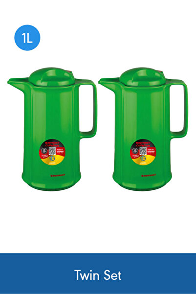 ROTPUNKT ترمس فاخر سعة 1 لتر، عبوة مزدوجة، أخضر - يحافظ على المشروبات ساخنة ل...