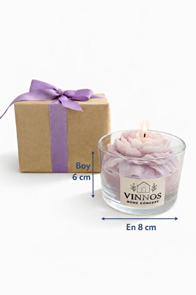 VINNOS HOME CONCEPT %100 Doğal Soya Balmumu, Şakayık - 230 ml, El Yapımı Mum,...