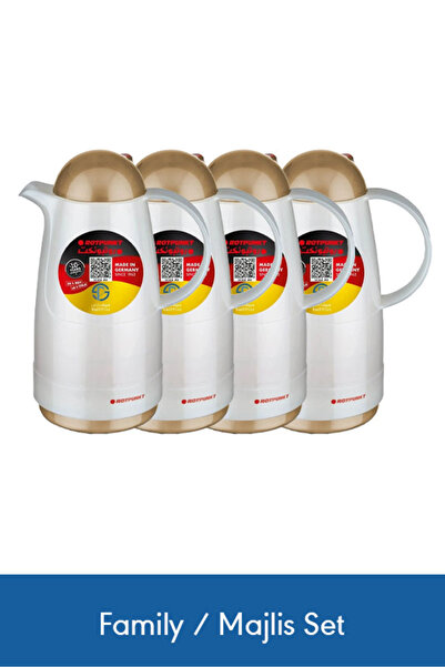 ROTPUNKT ترمس فاخر سعة 1 لتر، طقم من 4 قطع، أبيض وبيج فاتح - يحافظ على المشرو...