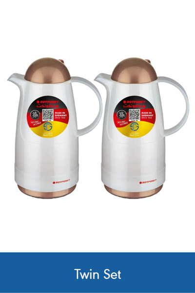 ROTPUNKT Premium 1L Thermos Double Pack White & Beige – 24h Hot / 36h Cold