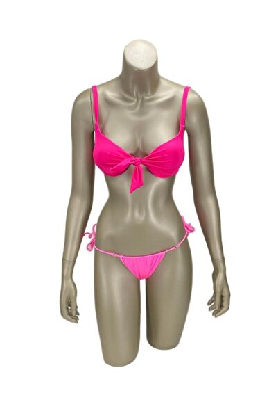 No Gossip Marine Drawstring Bikini Bottom-Neon-Pink