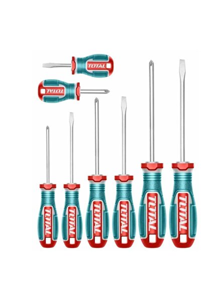 Total Tools Set of 8 round screwdrivers with magnetic tip S2 TKSDS0826