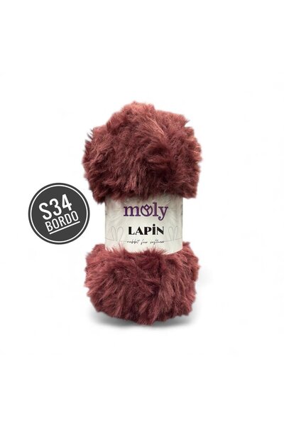 Moly Lapin Tavşan Tüyü El Örgü İpliği 100gr 64mt S34 Bordo - 1 ADET