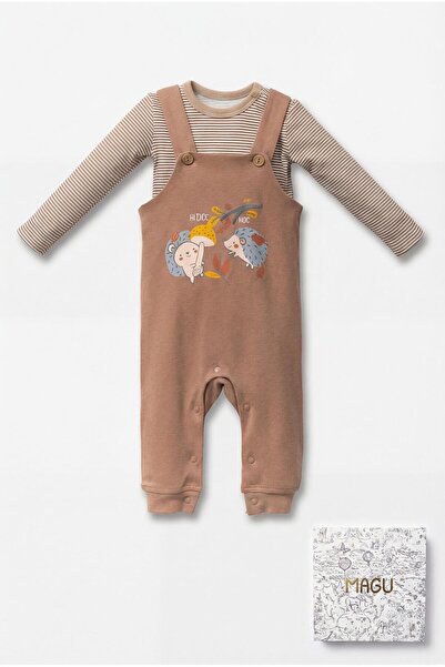 Magu Unisex Baby Cotton Salopet and Long Sleeve T-Shirt 2-Piece Set – Gift Boxed