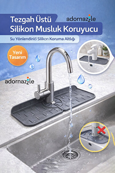 adornazzle Tezgah Üstü Silikon Musluk Koruyucu, Su Yönlendirici Silikon Korum...