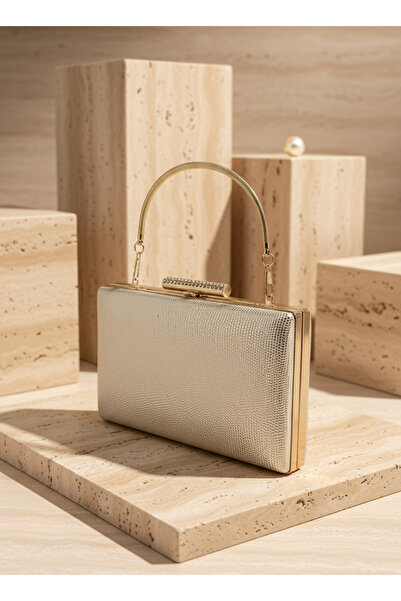 Biçanta Gold Color Snake Shell Pattern Chain Strap Women Evening Dress Bag We...