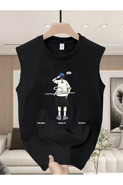 bellanova Silatrend Men's Black Original Printed Oversize Cut Cotton Crew Nec...