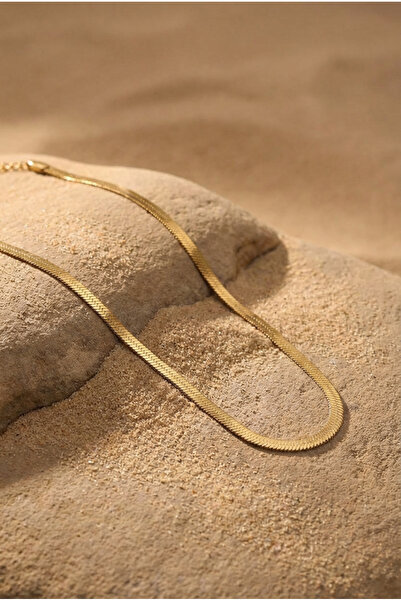 LYKOS قلادة نسائية من الفولاذ باللون الذهبي مقاس 45 سم على شكل سلسلة إيطالية