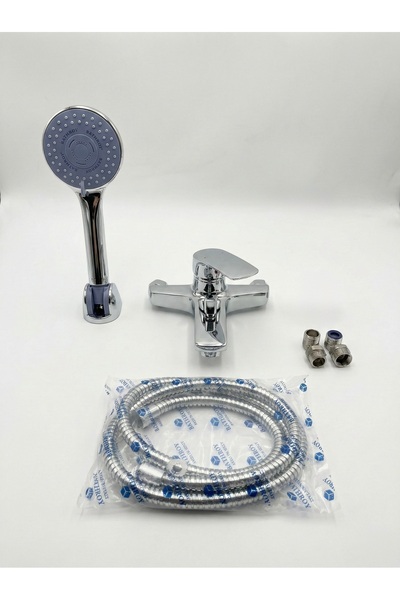 BATHROY طقم خلاط دش إيطالي فاخر من - كروم لامع مع سماعة دش وخرطوم (لي)- (صناع...