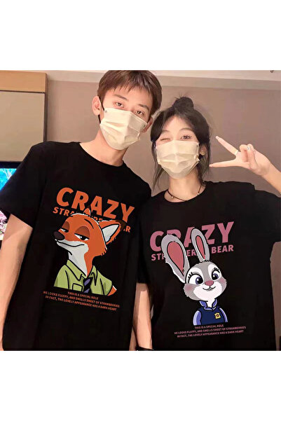 darkopia Tricou oversize unisex Lightning Bolt Zootopia Crazy cu imprimeu fro...