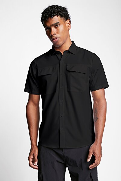 Lescon Siyah Erkek Outdoor Kısa Kollu Gömlek 23y-1062