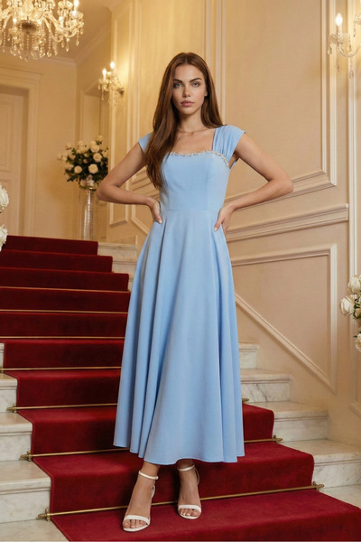 OLSAMODA Women's Atlas Fabric Long Skirt with Stone Accessories, Flawed Dress...