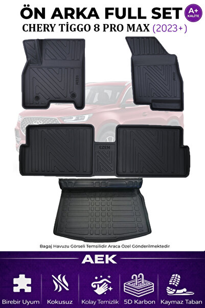 AEK Modern CHERY TİGGO 8 PROMAX 2023+ 5D KARBON PASPAS TAKIMI +3D PVC BAGAJ H...