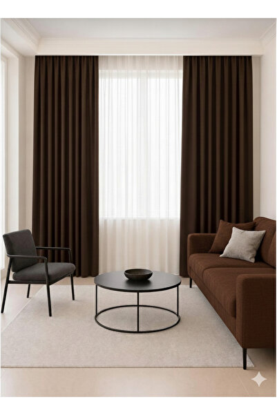MRC Tekstil KahveRengi Termal Blackout Işık Geçirmez Karartma Saten Perde–Mak...