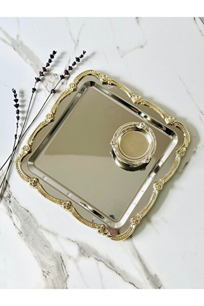 ozbience Kare Gümüş Tepsi, Çay ve Kahve Sunumu İçin Şık ve Zarif Tasarım