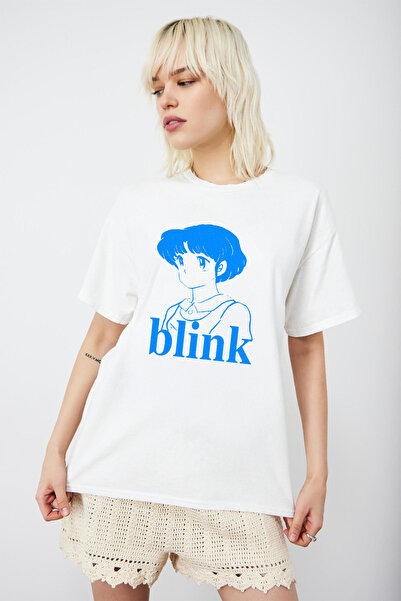 Tee&more. Unisex Oversize Blink 182 Anime Logo Printed Premium T-Shirt